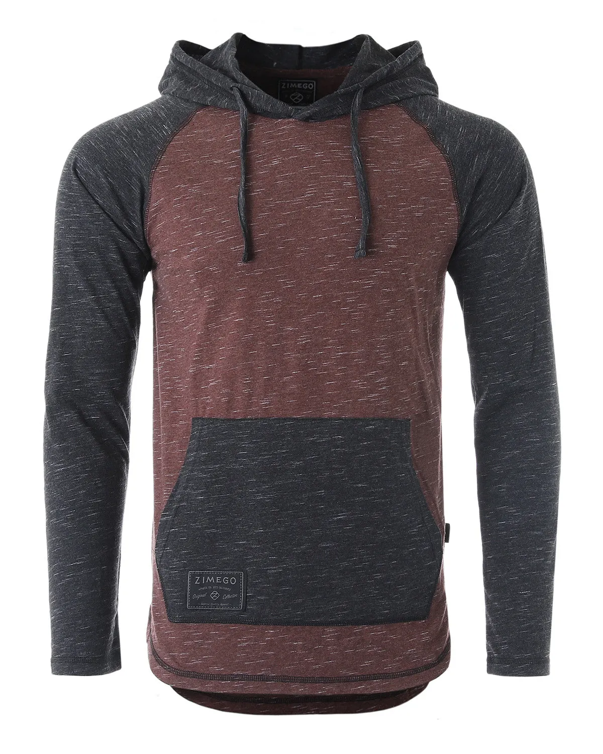 Long Sleeve Raglan Henley Round Bottom Hooded