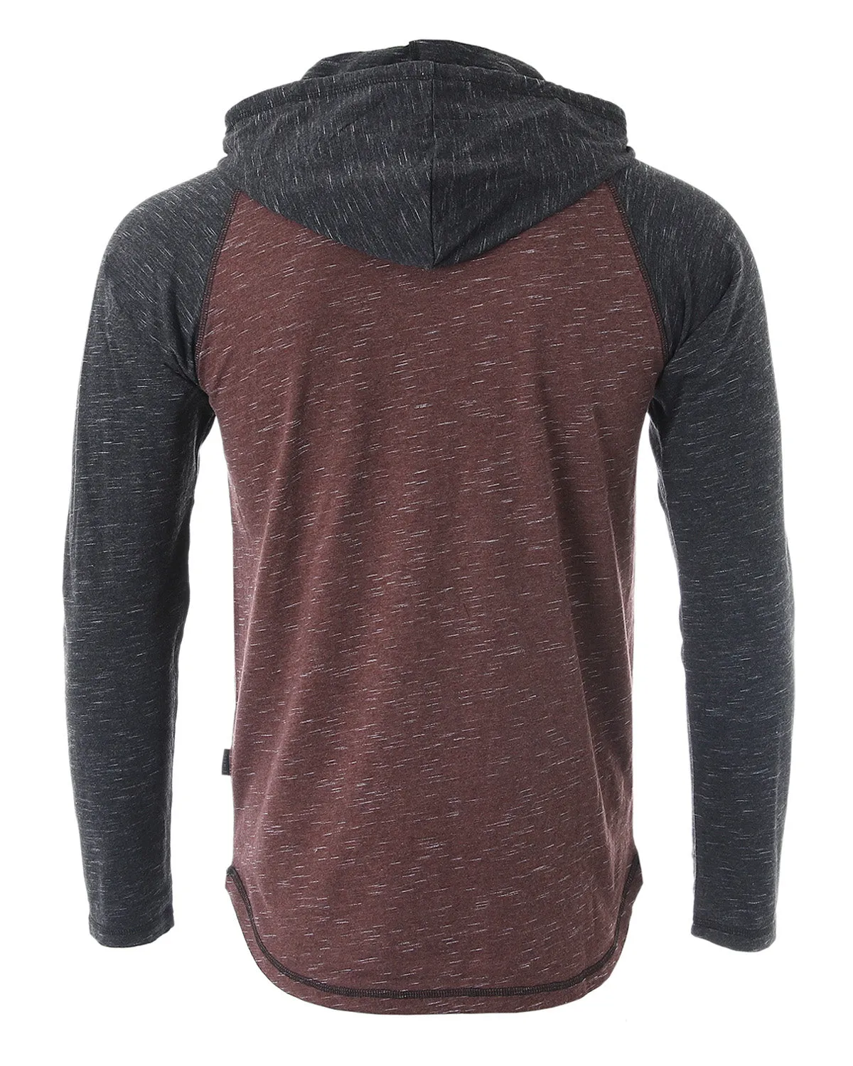 Long Sleeve Raglan Henley Round Bottom Hooded