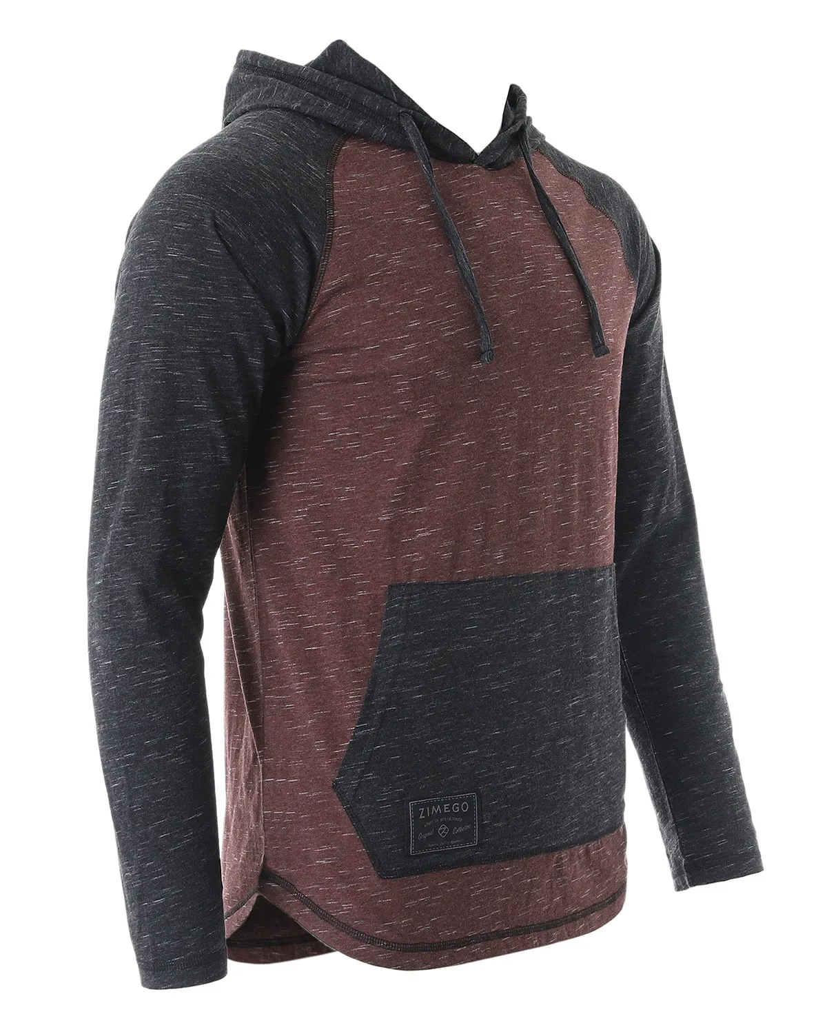 Long Sleeve Raglan Henley Round Bottom Hooded