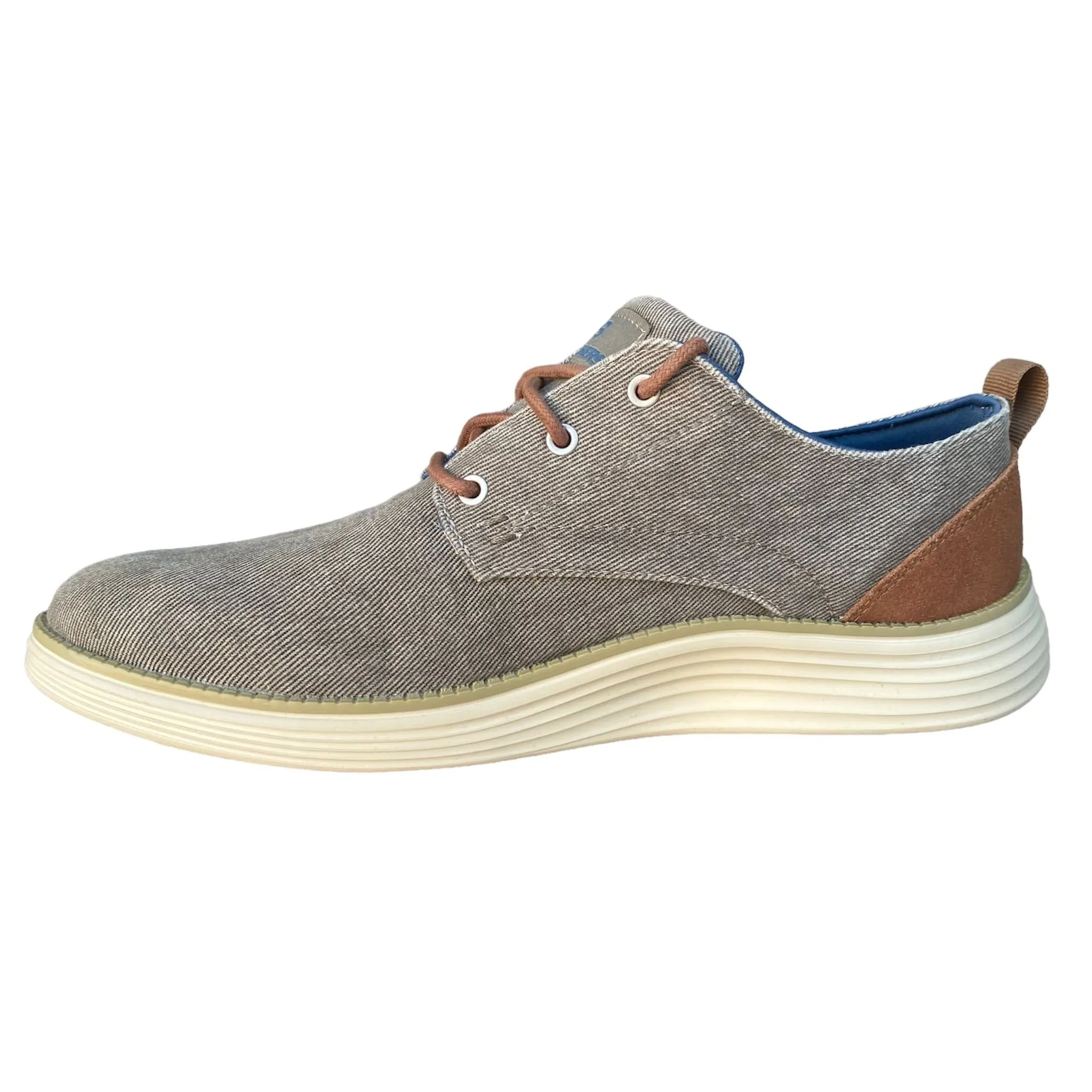 Skechers men's casual shoe in Status 2.0 Pexton 65910 TPE dove gray canvas