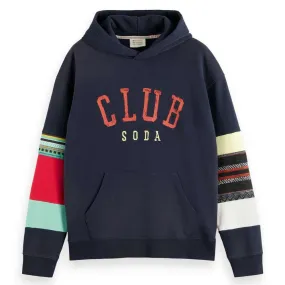 SCOTCH & SODA RELAXED FIT CLUB SODA APPLIQUE HOOODIE