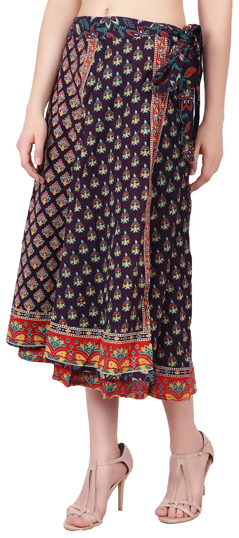 Long Cotton Wrap Around Skirt Women's India Clothes (Purple, One Size)