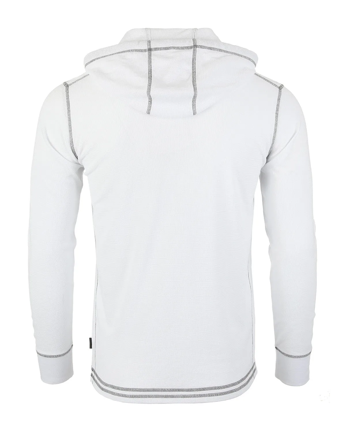 White Men's Thermal Long Sleeve Lightweight Fashion Hooded Henley