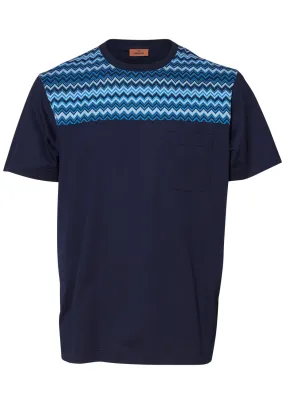 Short Sleeve T-shirt Navy Chevron