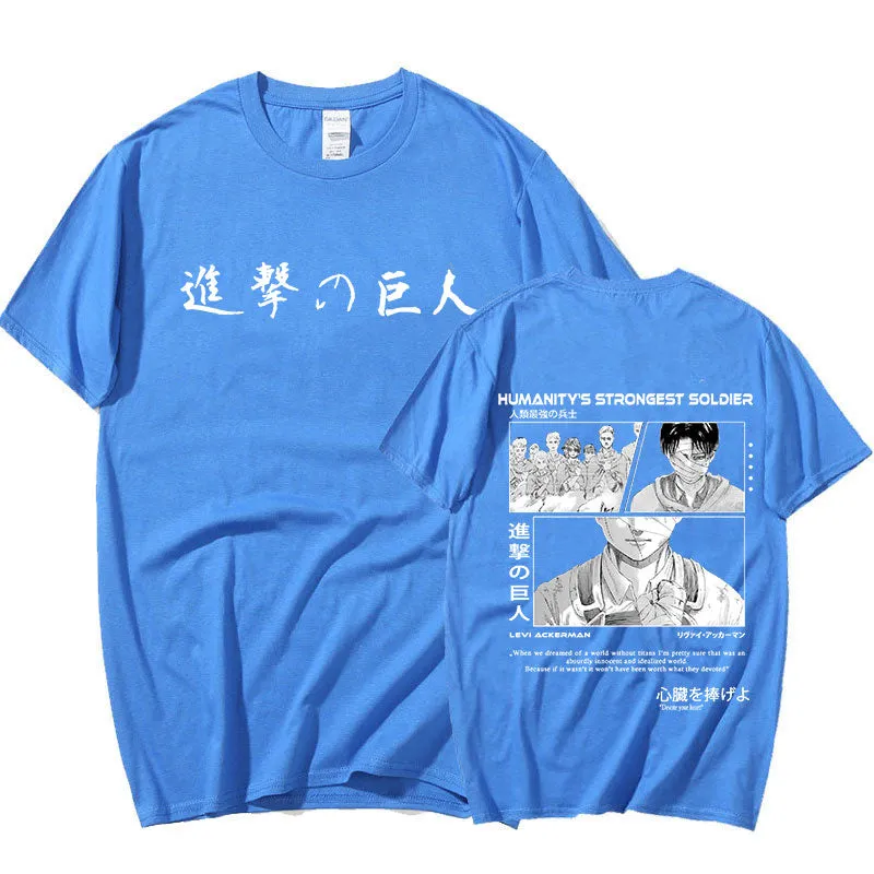 Levi Ackerman Japanese Anime Attack on Titan Short Sleeve T Shirt Oversized Harajuku Streetwear