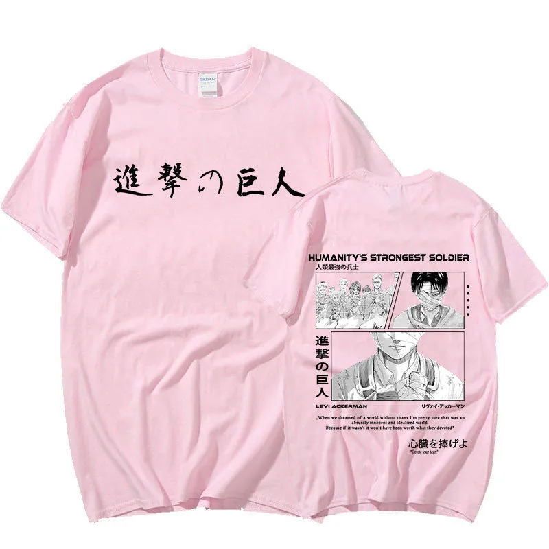 Levi Ackerman Japanese Anime Attack on Titan Short Sleeve T Shirt Oversized Harajuku Streetwear