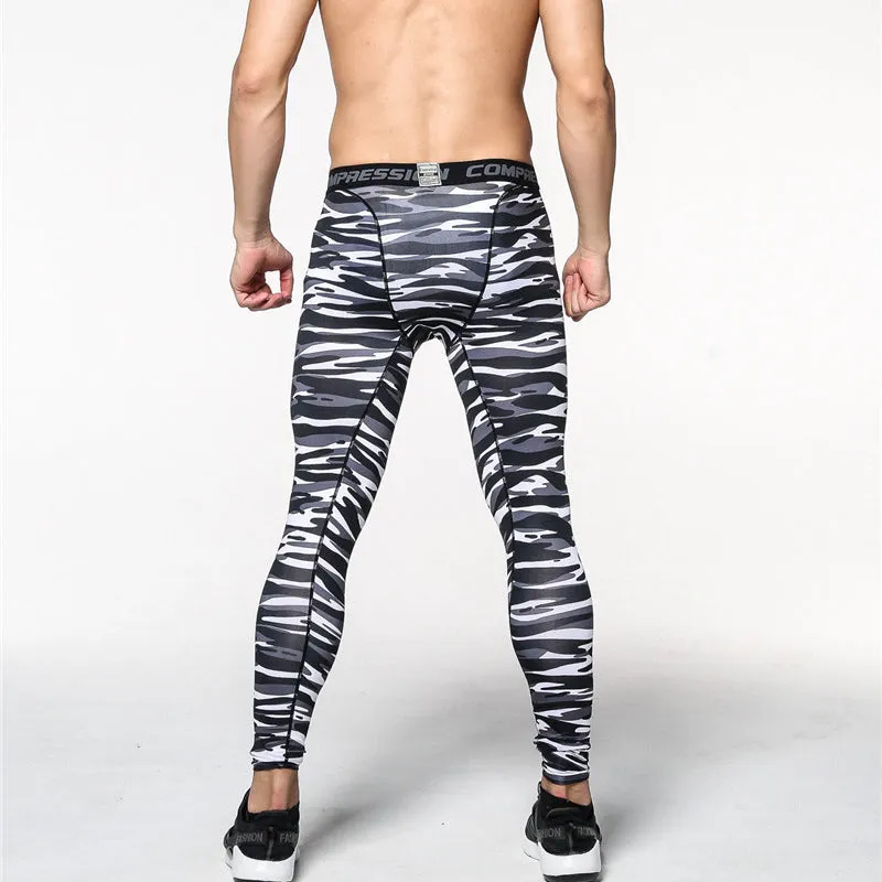 Fitness Men Sport Pants Camouflage Printed Pro Compression Tights