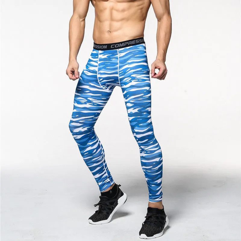 Fitness Men Sport Pants Camouflage Printed Pro Compression Tights