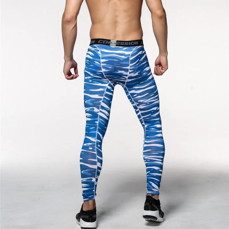 Fitness Men Sport Pants Camouflage Printed Pro Compression Tights