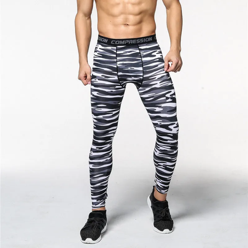 Fitness Men Sport Pants Camouflage Printed Pro Compression Tights