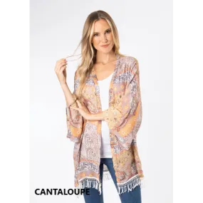 Simply Noelle Print Fringe Kimono