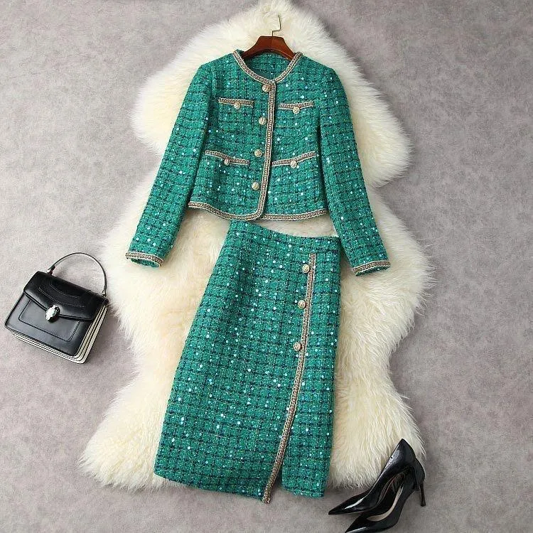 Elegant Vintage 2-Piece Suit, Tweed Suit Women