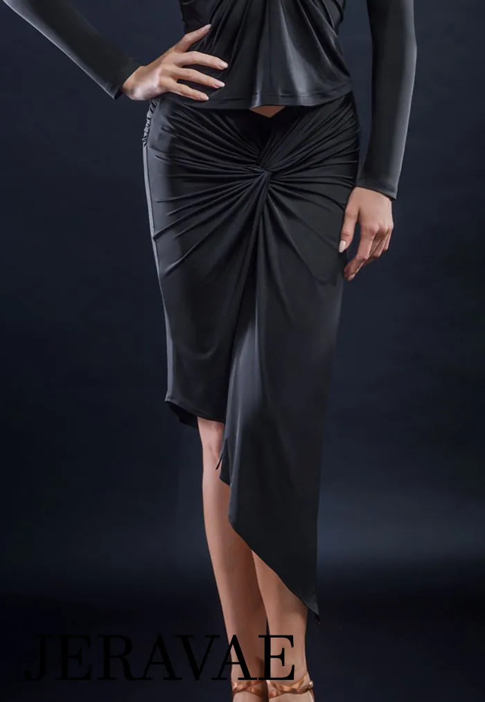 Sleek Latin Practice Skirt with Center Gather and Asymmetrical Hem Available in 4 Colors and Sizes S-3XL PRA 314