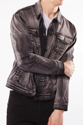 Slim Fit Classic Trucker Jean Jacket - Dark Grey Wash