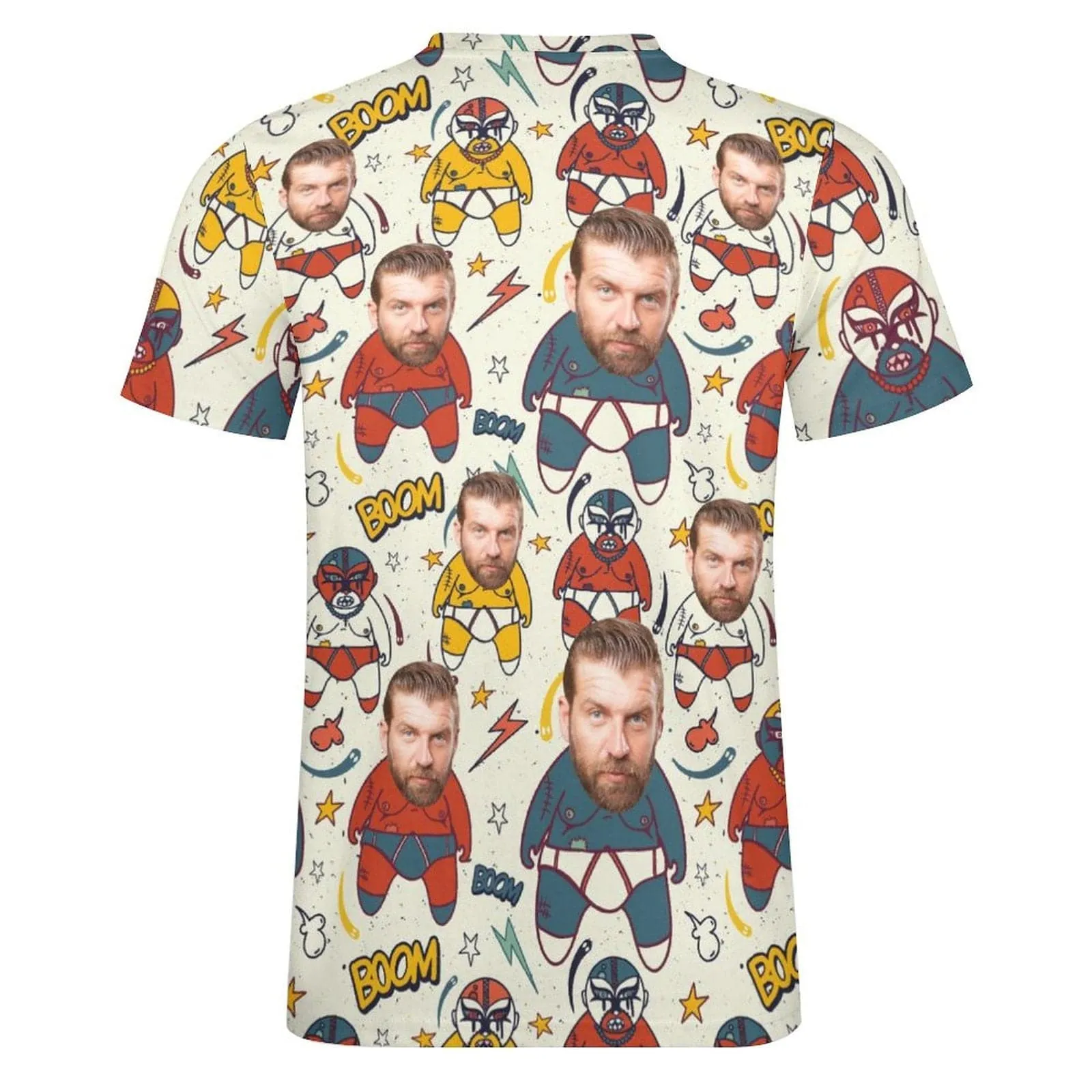 Slim Fit Cotton T-Shirt-Custom Face Cartoon Body Pure Cotton Slim Fit T-Shirt Personalized Men's All Over Print Short Sleeve T-Shirt