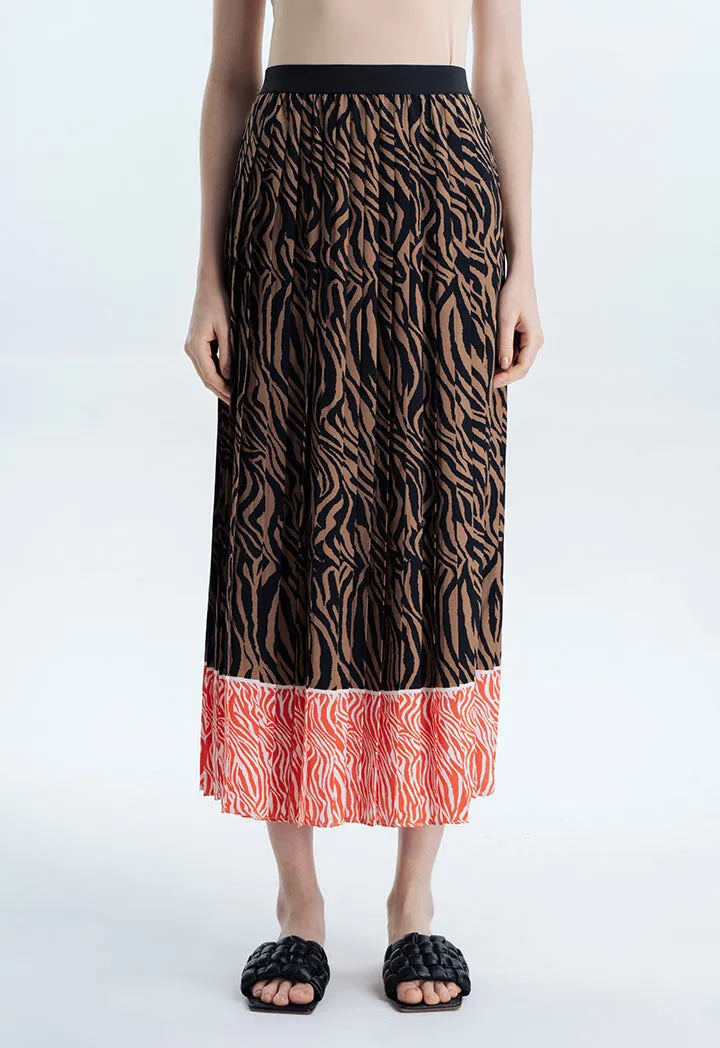 Zebra Printed Skirt With Contrast Hem