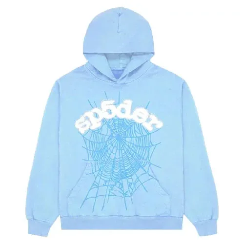 SP5DER Sky Blue Spider Hoodie