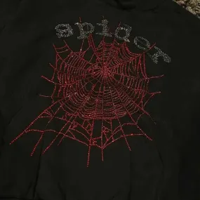 SP5DER OG Spider Rhinestone Logo Hoodie