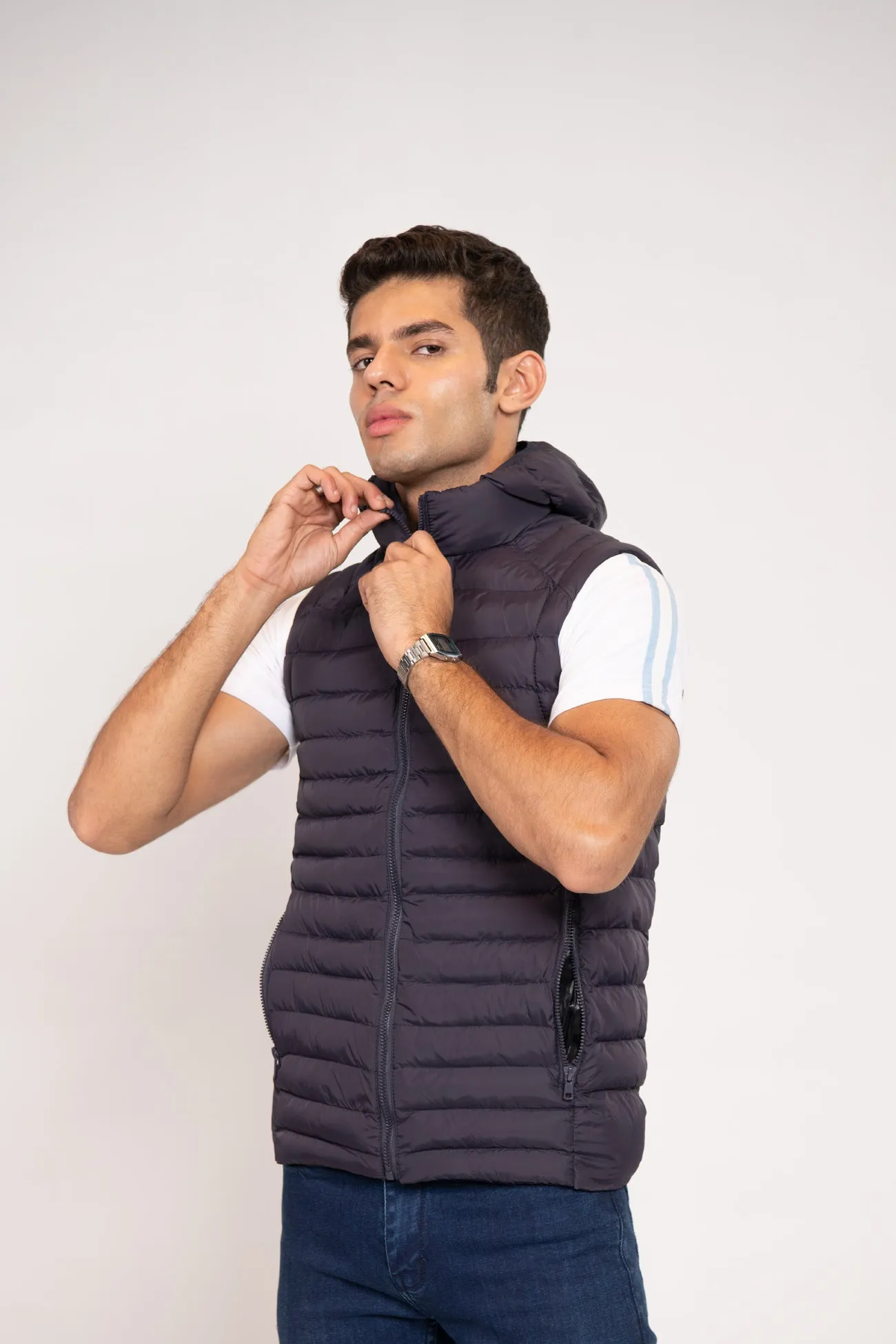 HOODED PUFFER GILET