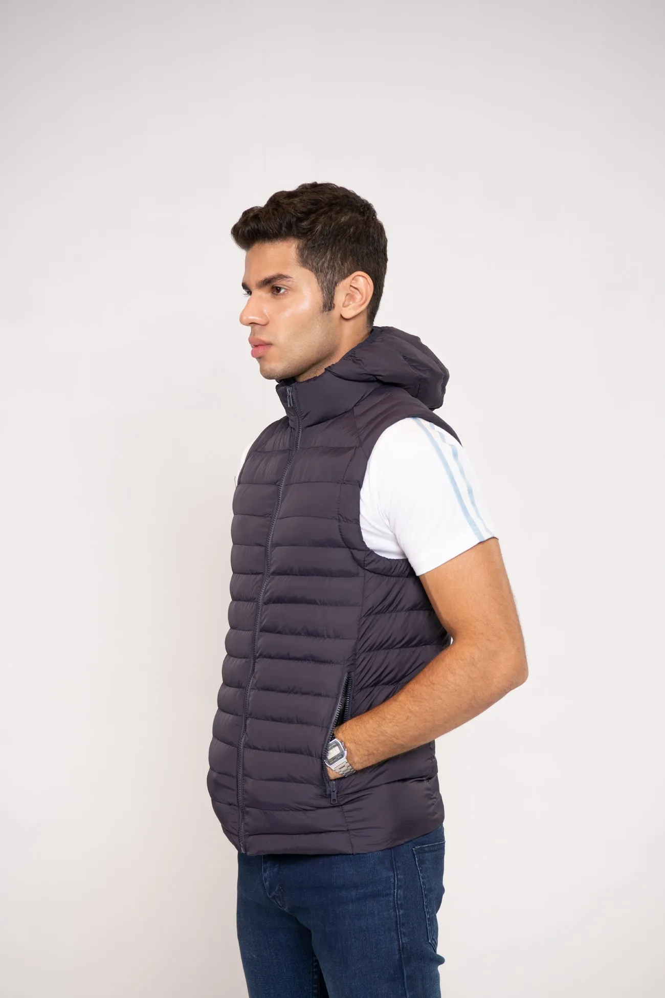 HOODED PUFFER GILET