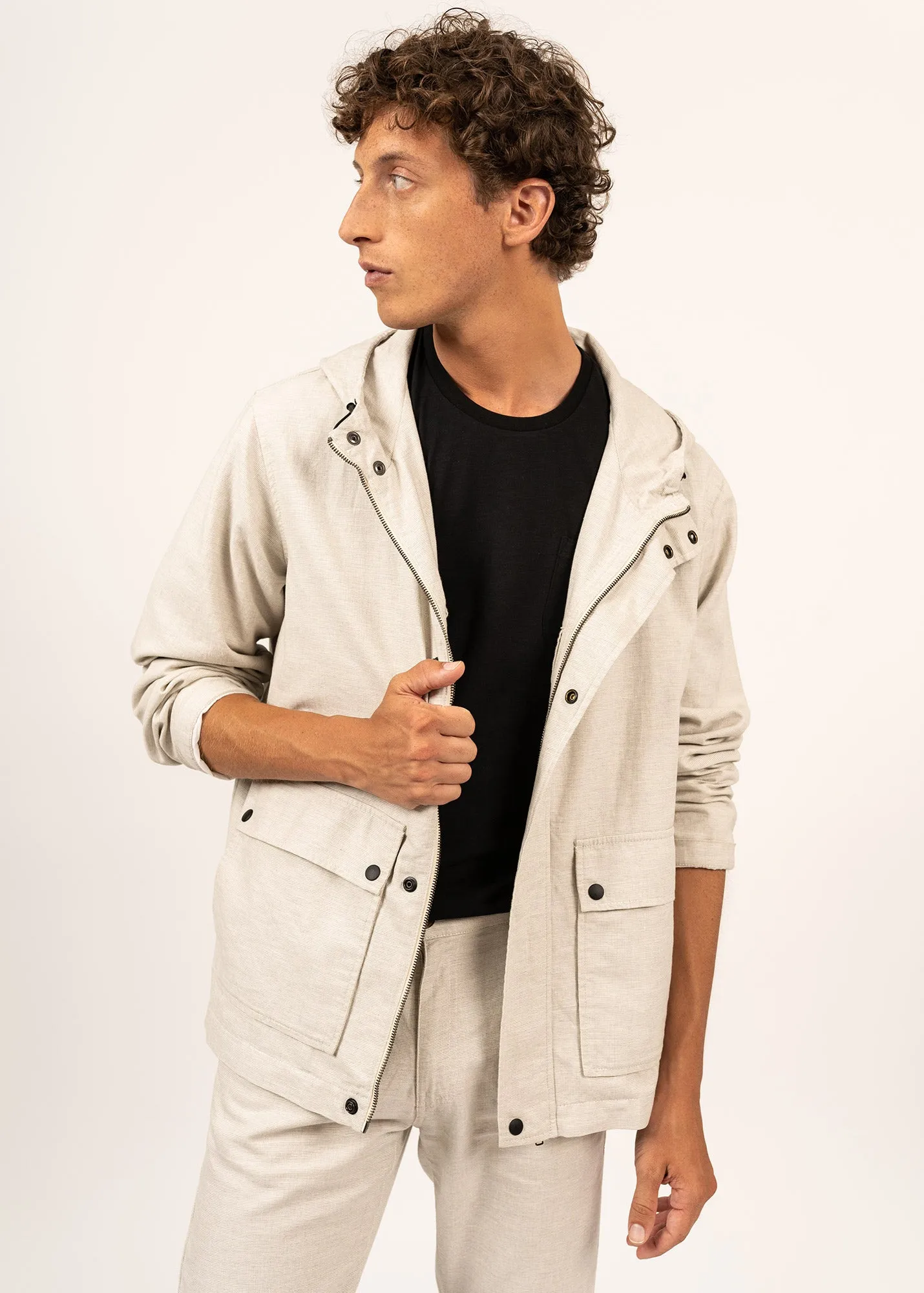 St Owen Hooded jacket - in cotton and linen (PLAGE)