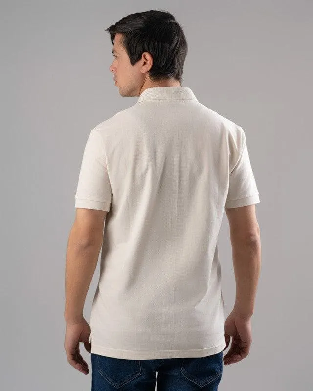 CLASSIC FIT PIQUE POLO SHIRT - OFF WHITE