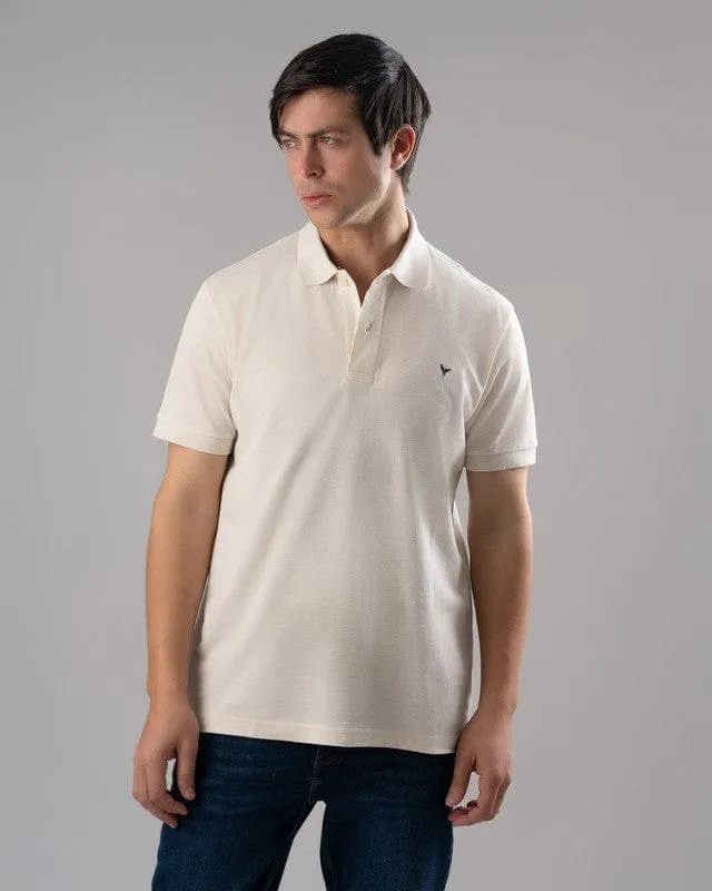 CLASSIC FIT PIQUE POLO SHIRT - OFF WHITE