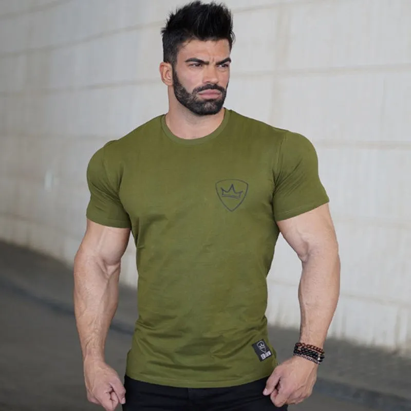 Summer New mens Brand cotton t shirt Fitness bodybuilding clothing