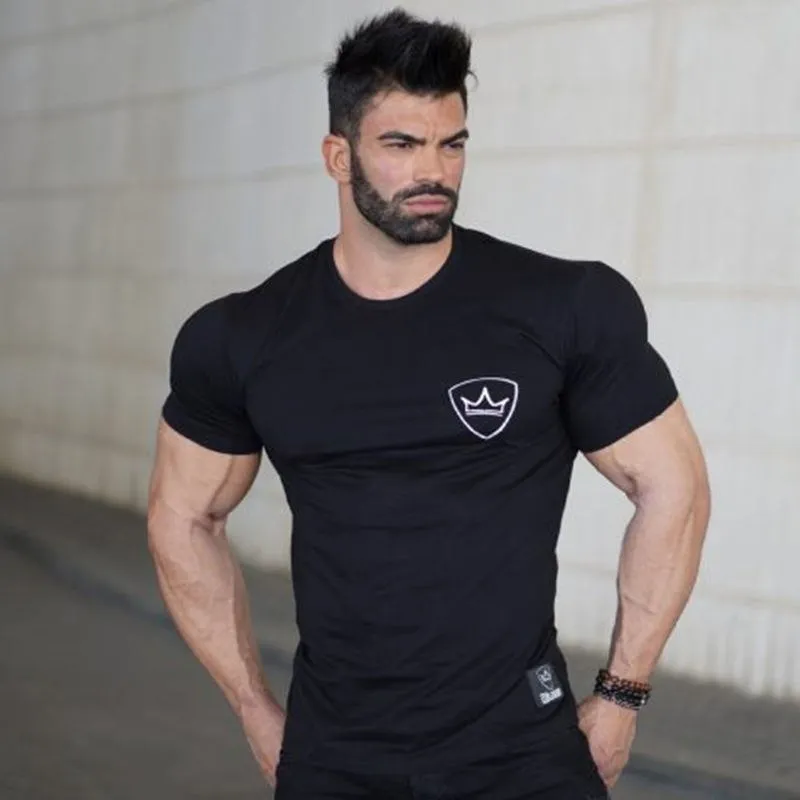 Summer New mens Brand cotton t shirt Fitness bodybuilding clothing