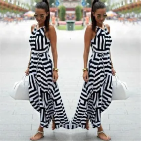 Summer Maxi Long Dress Boho Striped