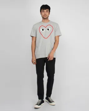 T266 HEART OUTLINE T-SHIRT / GREY