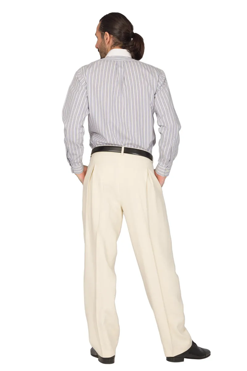 Ecru Men's Tango Pants With Front And Back Pleat (44)