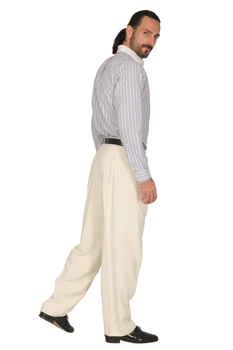 Ecru Men's Tango Pants With Front And Back Pleat (44)