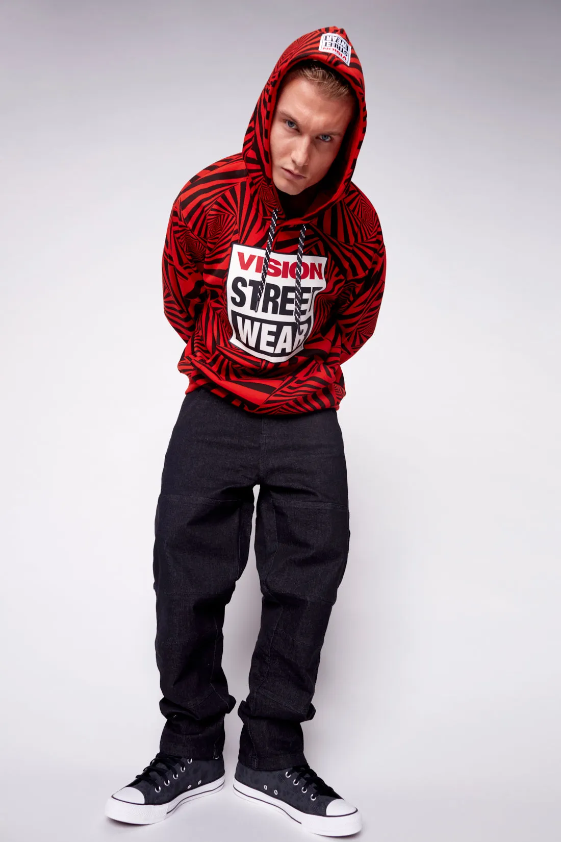 Aop Spirals Print Hoodie - Red