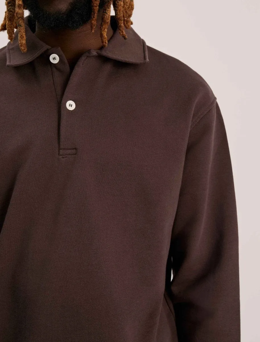 ANOTHER ASPECT Cotton L/S Jersey Polo Antique Brown