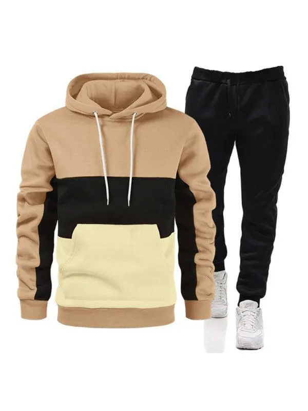 Spliced Hoodie Men Tracksuit