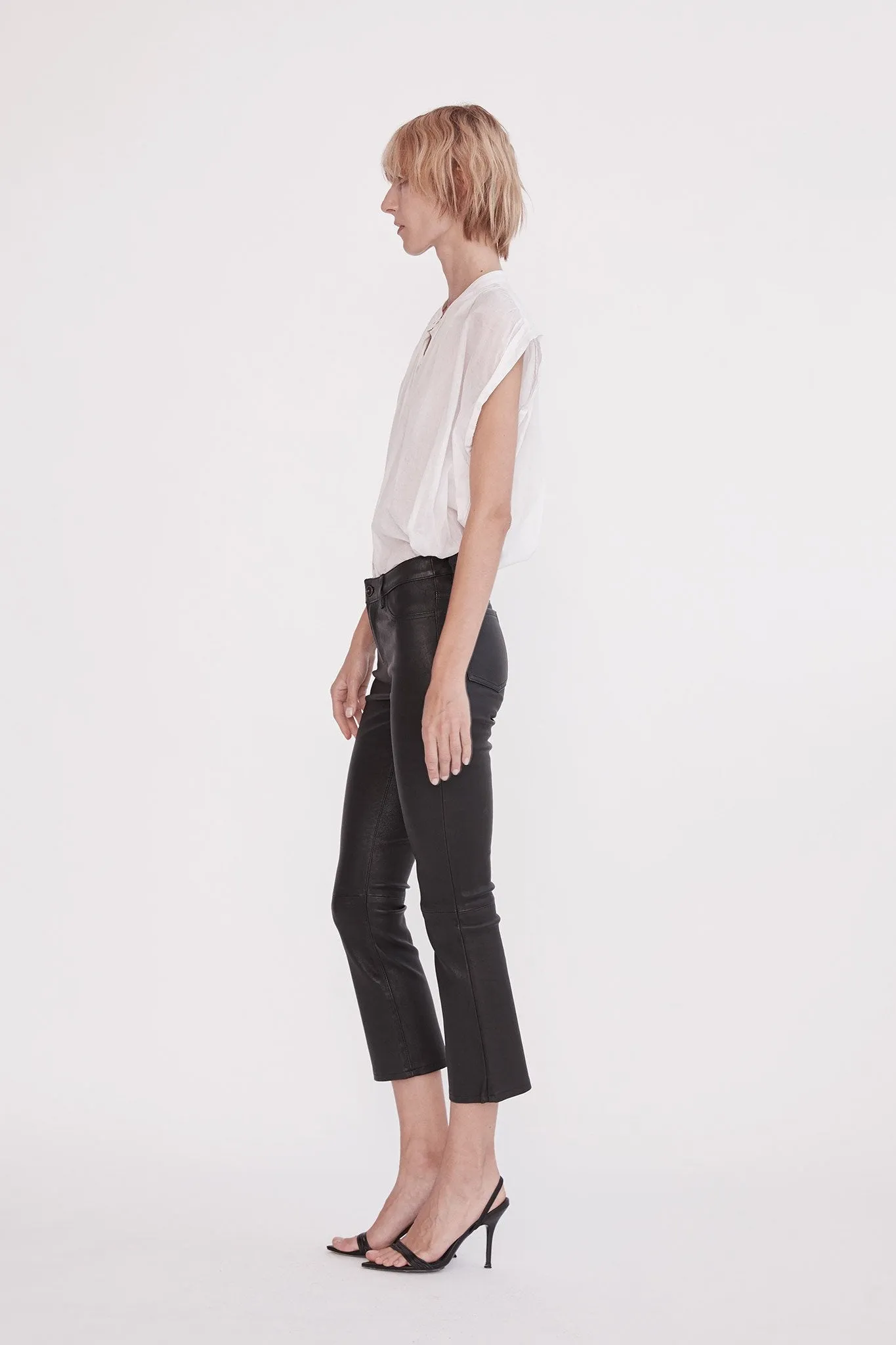 Midtown Kick Flare Pant Black Stretch Leather