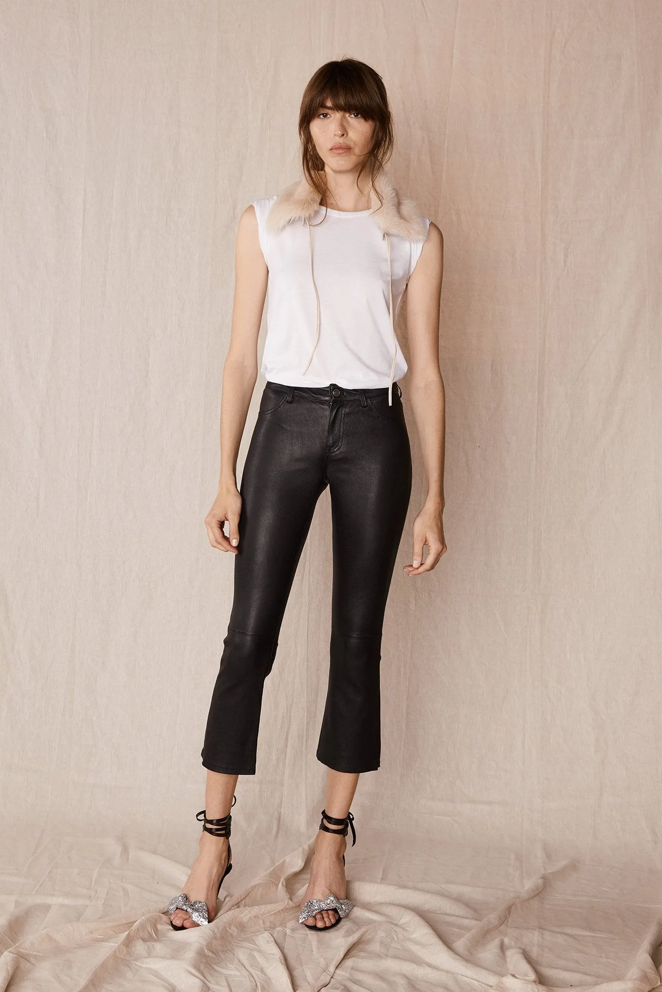 Midtown Kick Flare Pant Black Stretch Leather