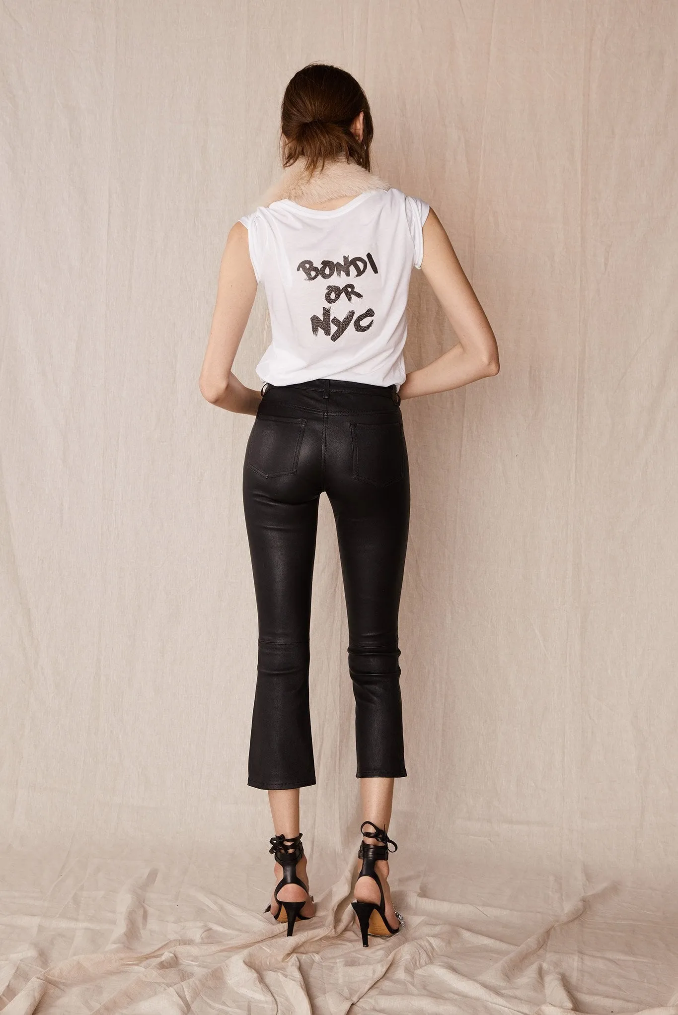 Midtown Kick Flare Pant Black Stretch Leather