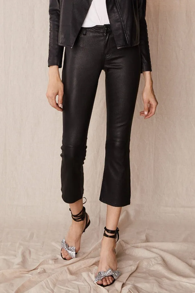 Midtown Kick Flare Pant Black Stretch Leather