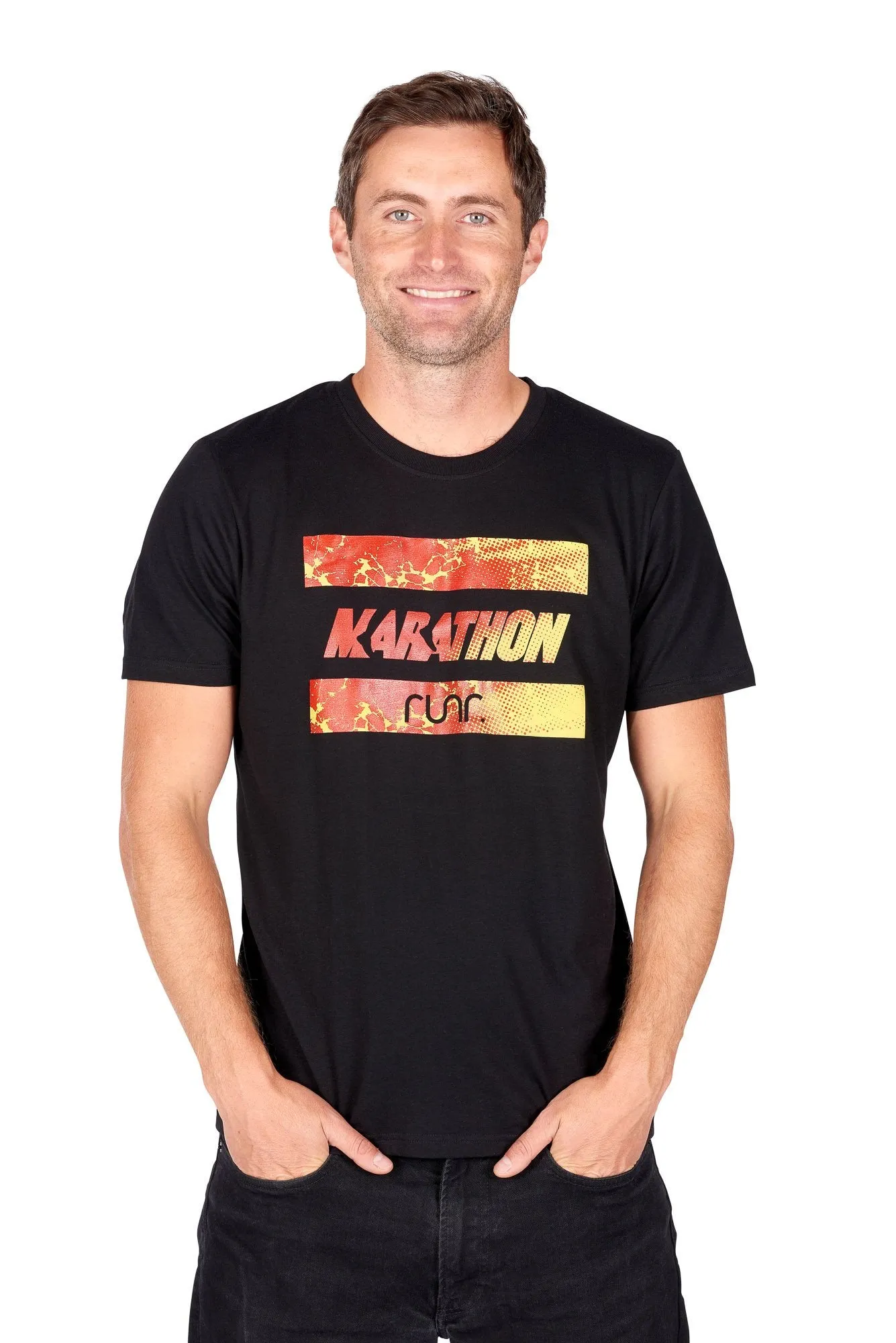 Men's Marathon Runr T-Shirts - Red/Yellow