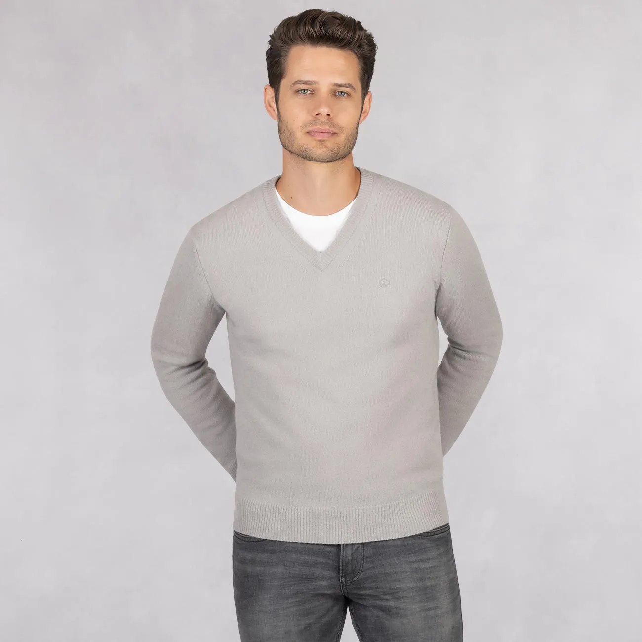 Wool Pullover V Neck Men