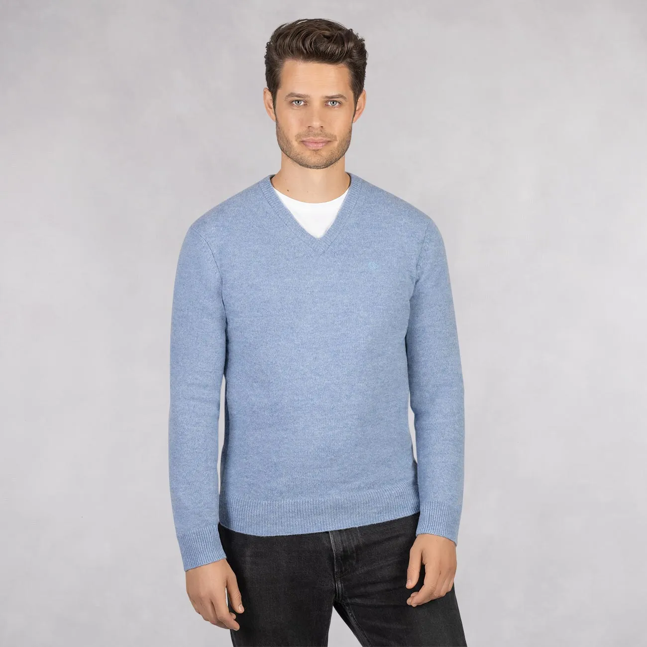 Wool Pullover V Neck Men