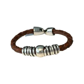 TRA-LA-RA MEN ROUND BRAIDED TUBE WITH RINGS BRACELET