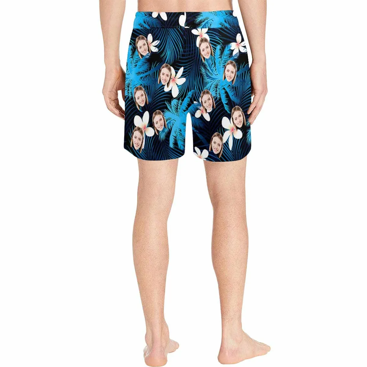 Personalized Swim Trunks Custom Face Deep Blue Men's Quick Dry Swim Shorts Beach Swimsuit