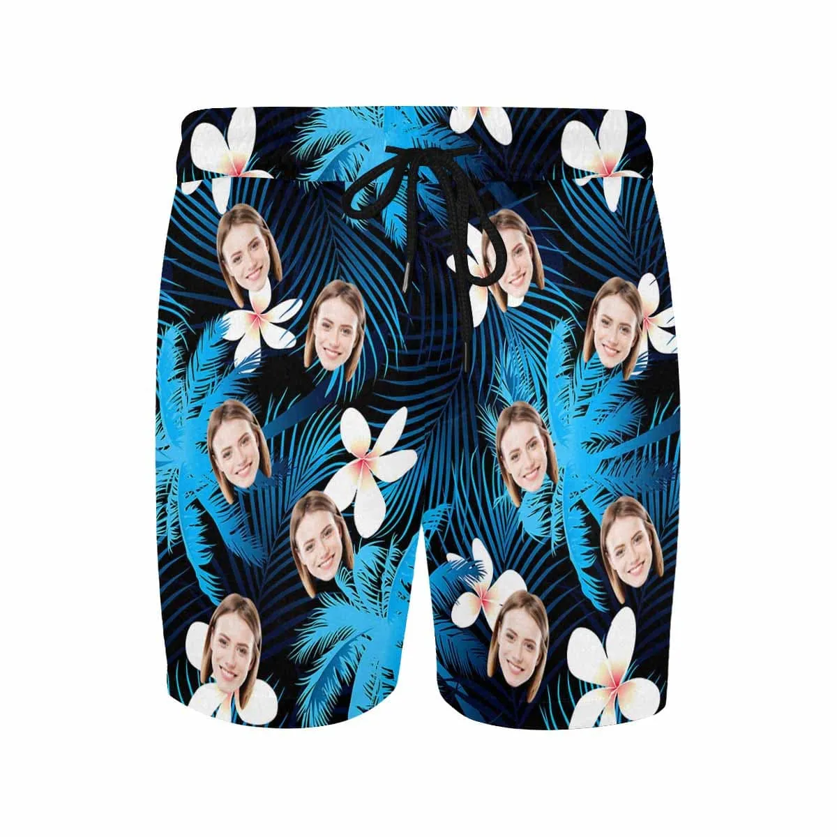 Personalized Swim Trunks Custom Face Deep Blue Men's Quick Dry Swim Shorts Beach Swimsuit