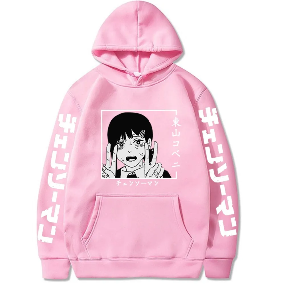 Kawaii Kobeni Higashiyama Print Sweatshirts Anime Chainsaw Man Hoodie Pullovers Harajuku