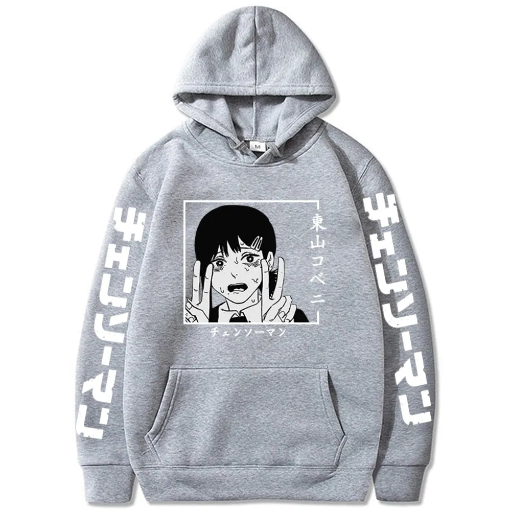 Kawaii Kobeni Higashiyama Print Sweatshirts Anime Chainsaw Man Hoodie Pullovers Harajuku