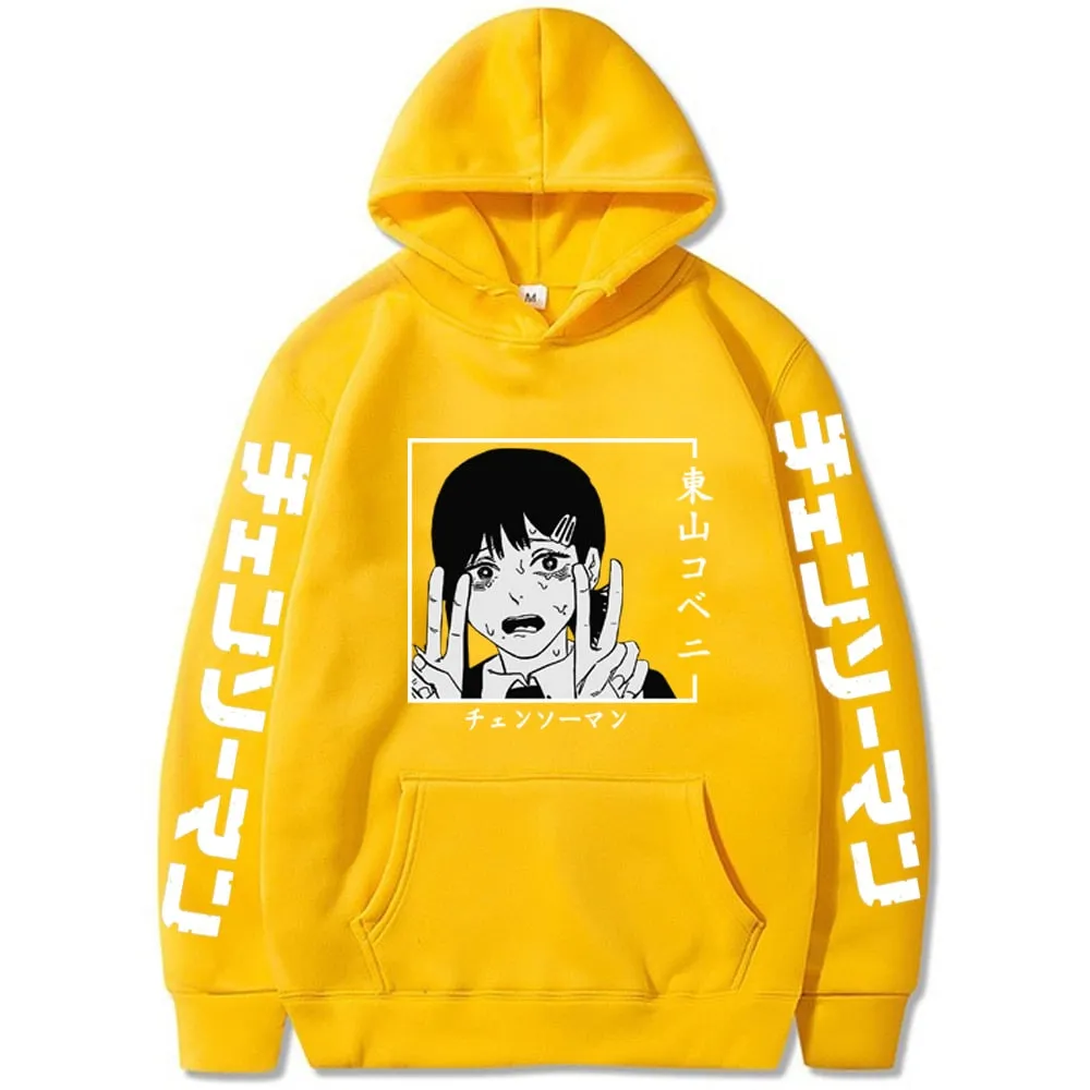 Kawaii Kobeni Higashiyama Print Sweatshirts Anime Chainsaw Man Hoodie Pullovers Harajuku