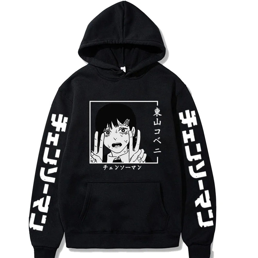 Kawaii Kobeni Higashiyama Print Sweatshirts Anime Chainsaw Man Hoodie Pullovers Harajuku